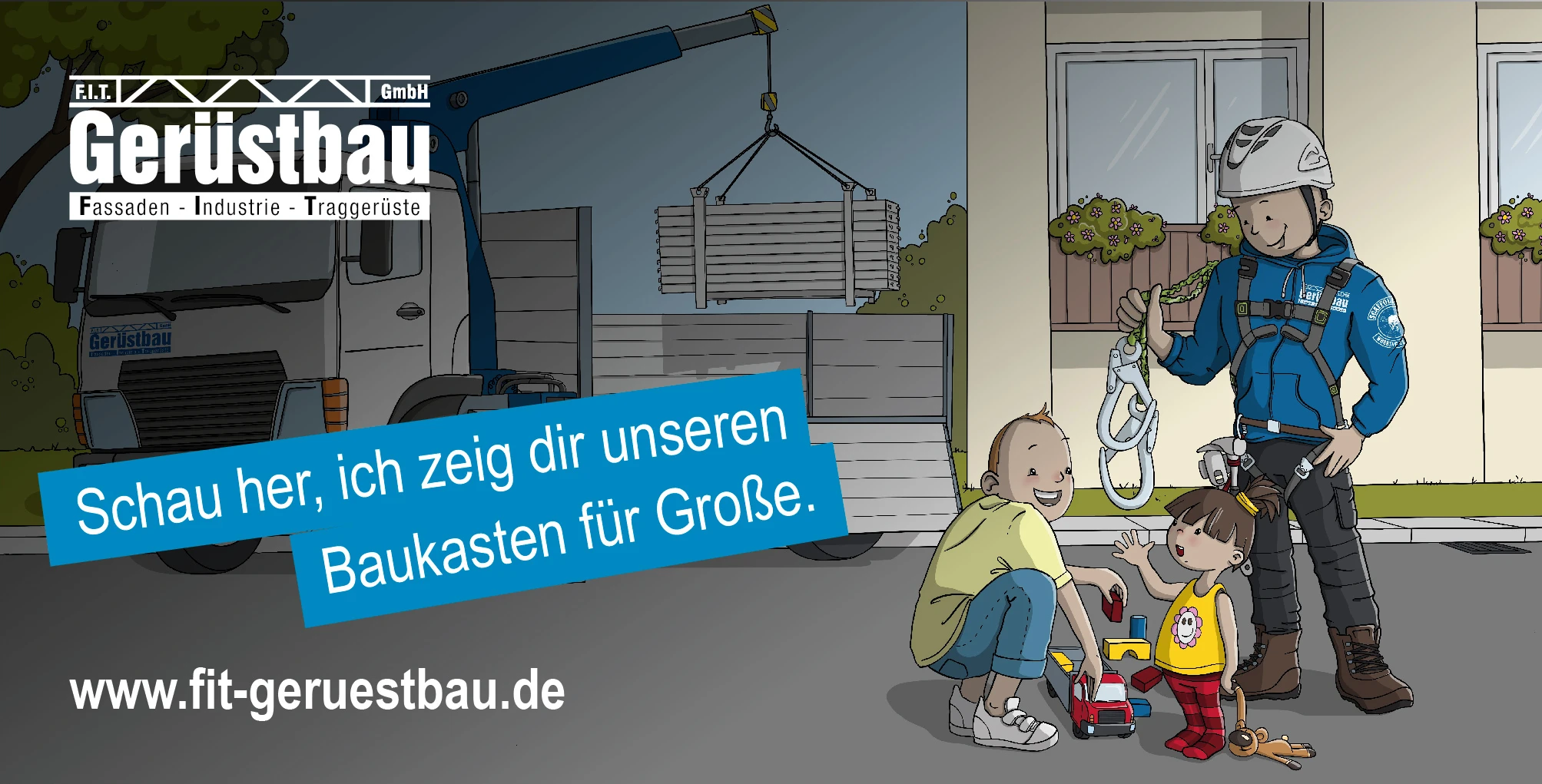 Illustration F.I.T. Gerüstbau GmbH - "Baukasten für Große"